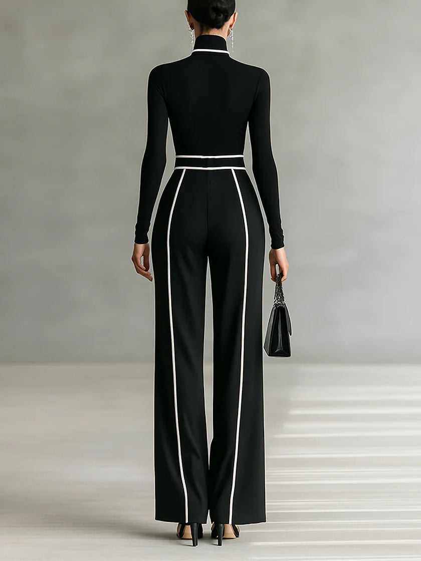 Renata | High-Neck Top and Wide-Leg Trouser Two-Piece Set for Women