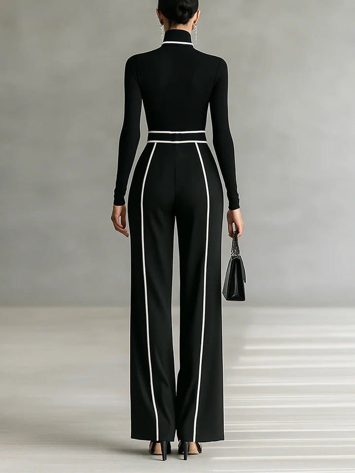Renata | High-Neck Top and Wide-Leg Trouser Two-Piece Set for Women