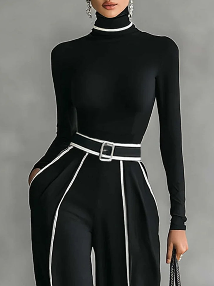 Renata | High-Neck Top and Wide-Leg Trouser Two-Piece Set for Women