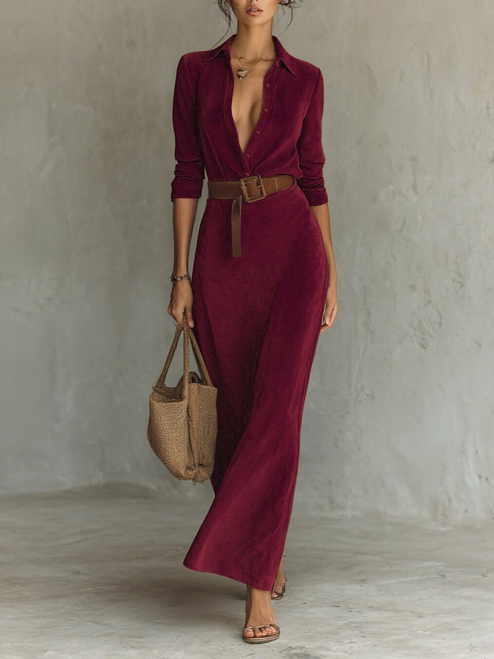 Celianne - Chic Suede Maxi Dress