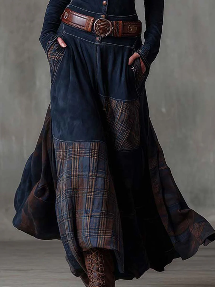 Martina - Long Vintage Suede Dress
