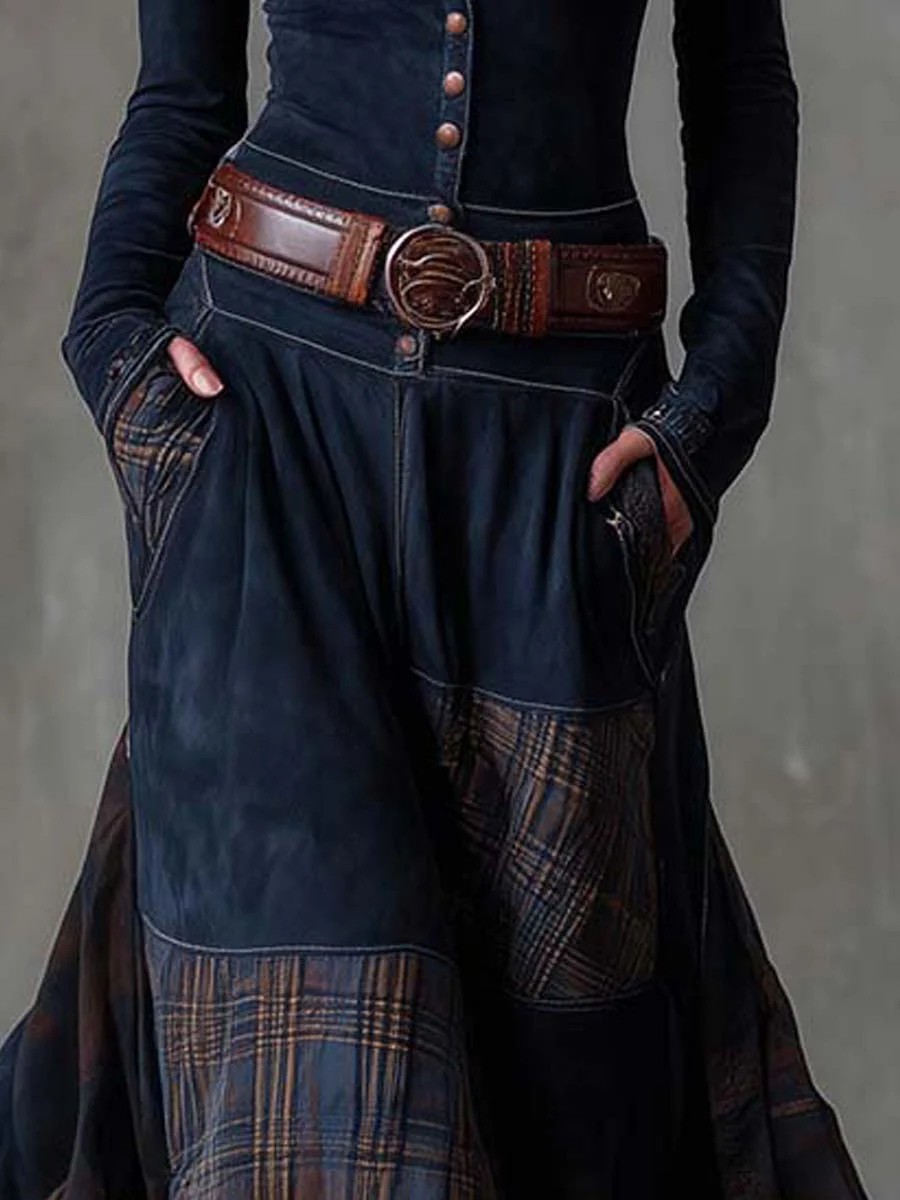 Martina - Long Vintage Suede Dress