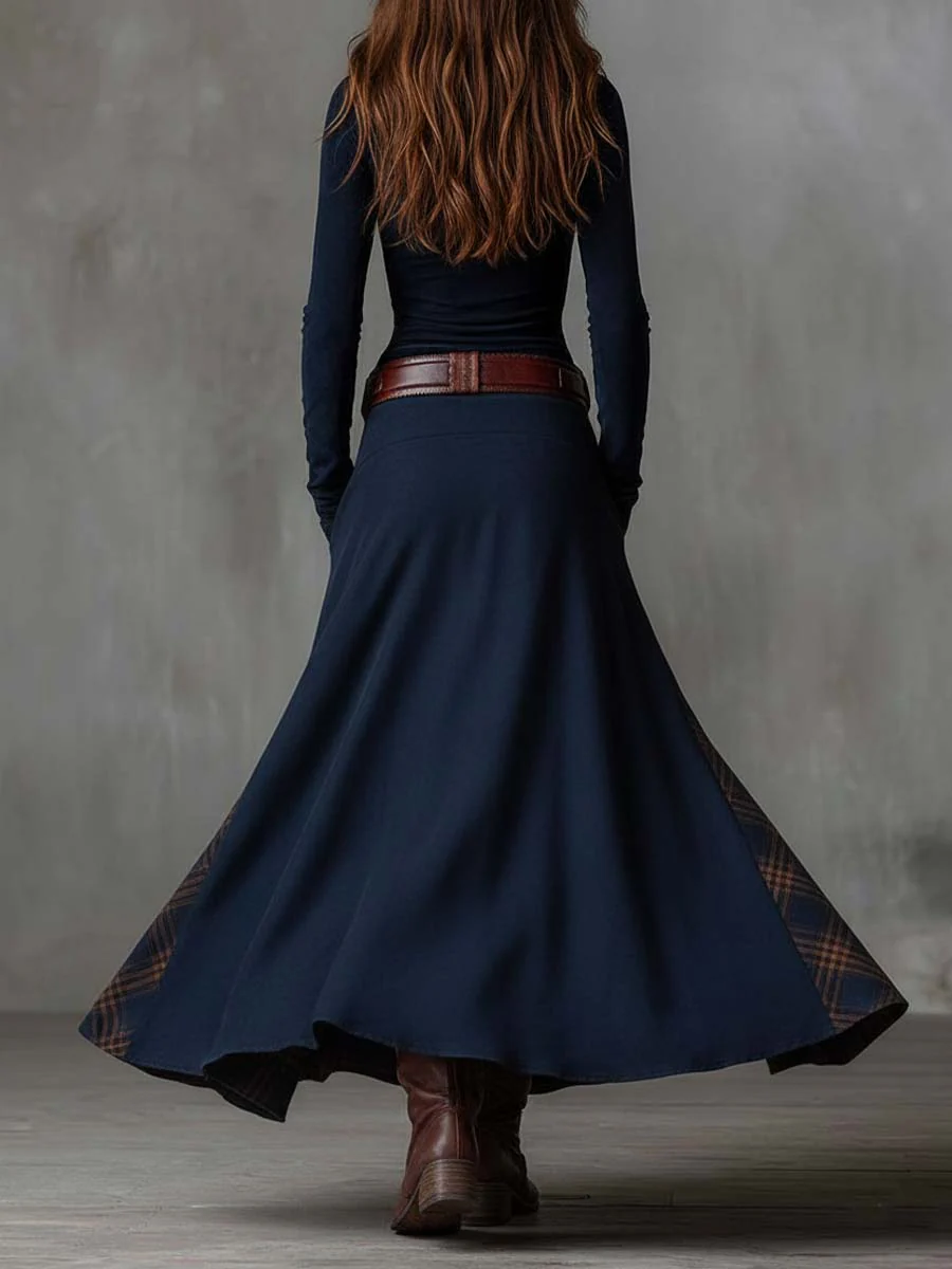 Martina - Long Vintage Suede Dress