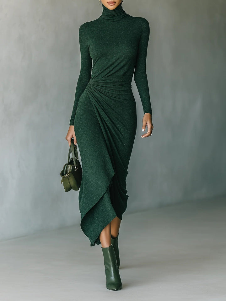 Lenora - Asymmetrical Pleated Midi Dress