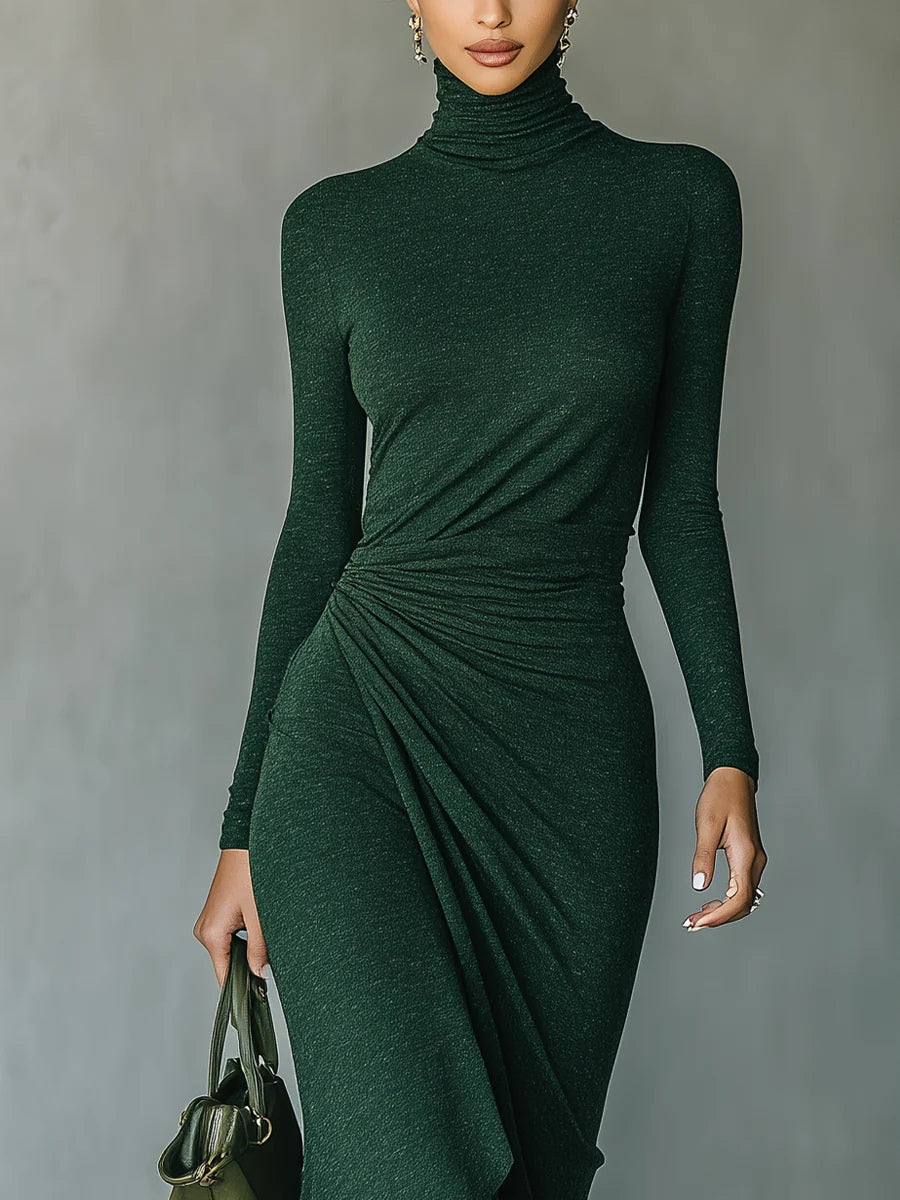Lenora - Asymmetrical Pleated Midi Dress