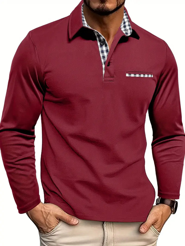 Henri | Long Sleeve Polo Shirt with Tailored Sturdy Build for Men