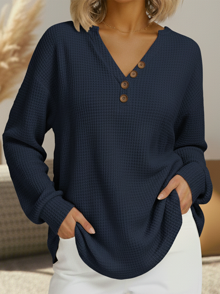 Signe | Double Layer Waffle Sweater with Fleece Feel Interior for Women