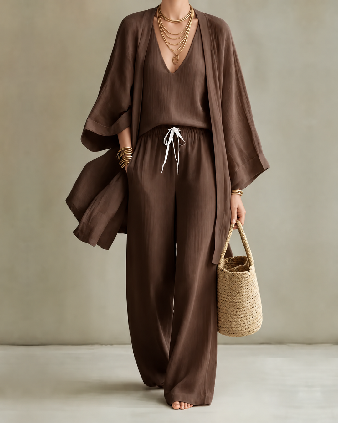 Tanisha | Three Piece Linen Look Set with Summer Ease for Women