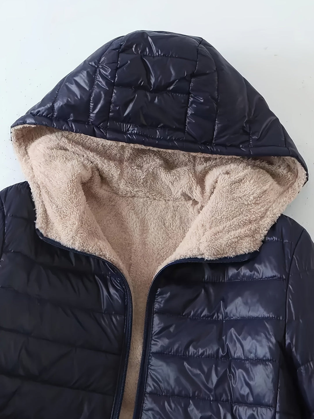 Vicky | Fleece Lined Longline Puffer Jacket with Cushioned Feel for Women