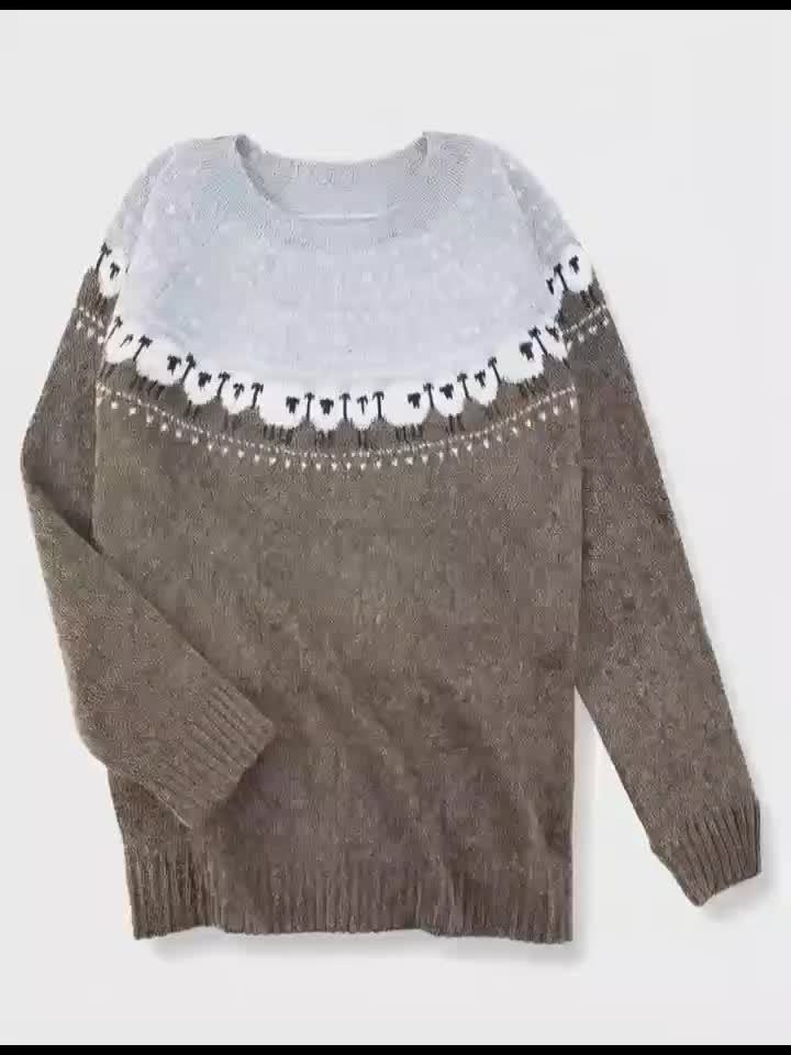 Rosamund | Thick Knit Winter Sweater with Jacquard Pattern for Women