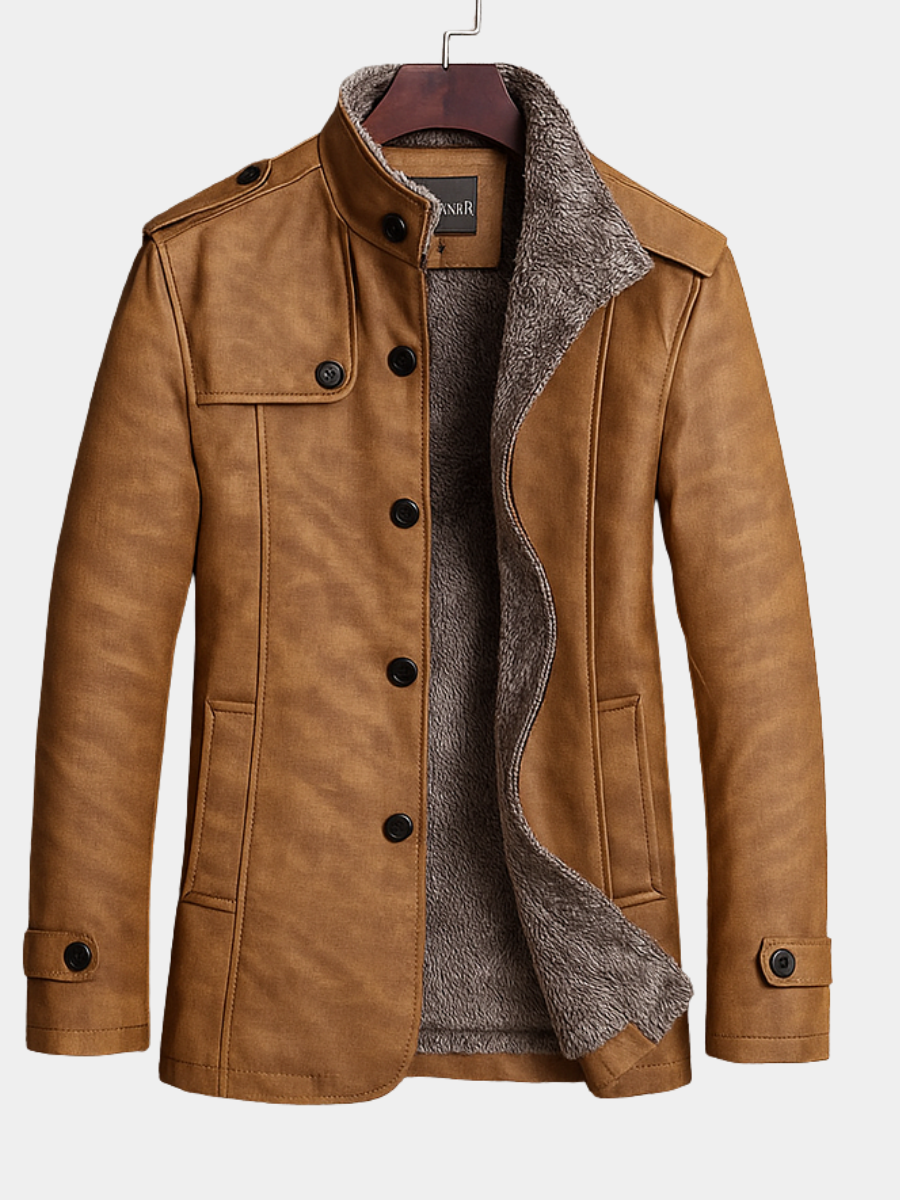 Marston | Suede Lined Winter Coat with Rugged Structure for Men