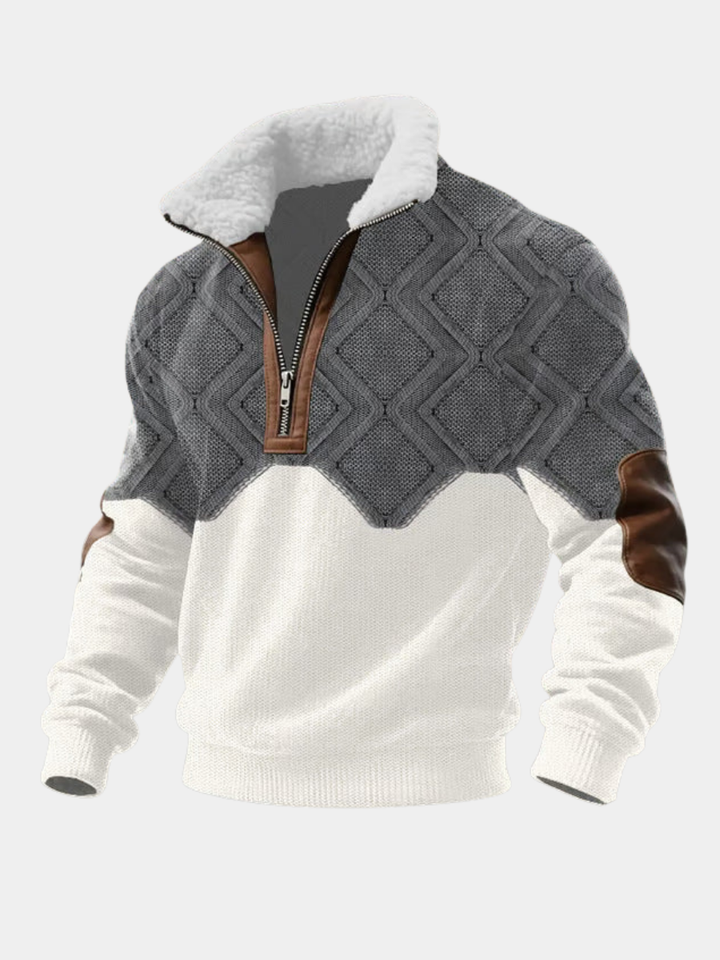 Lachlan | Fleece Lined Winter Pullover with Structured Knit for Men