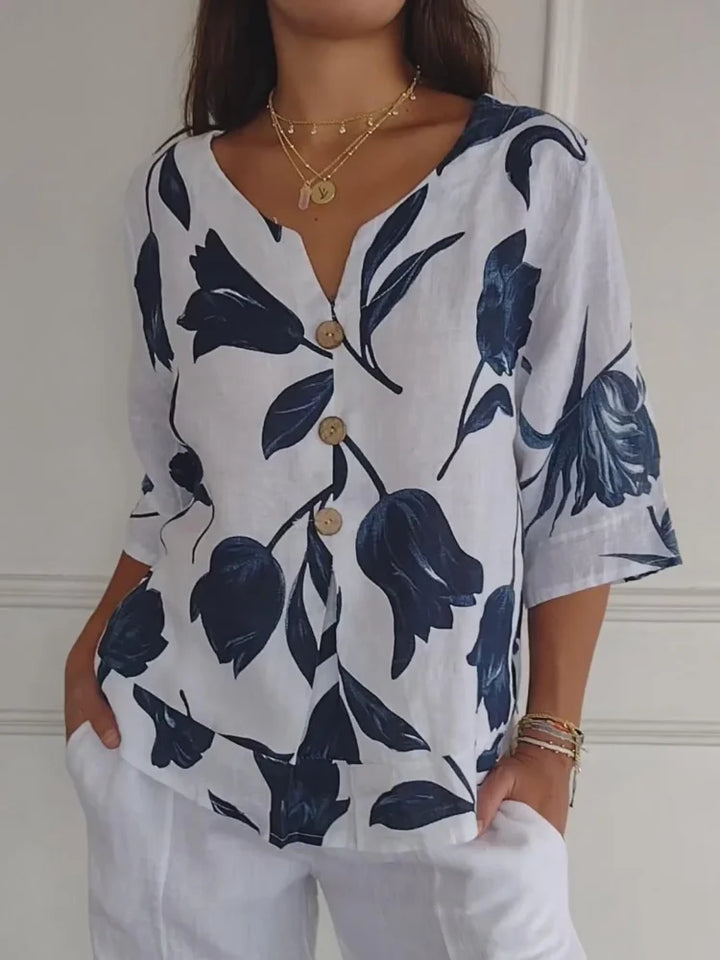 Thelma - Printed V-Neck Tunic Top