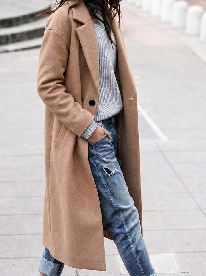 Nola | Oversized Button-Up Winter Coat with Lapel Collar for Women