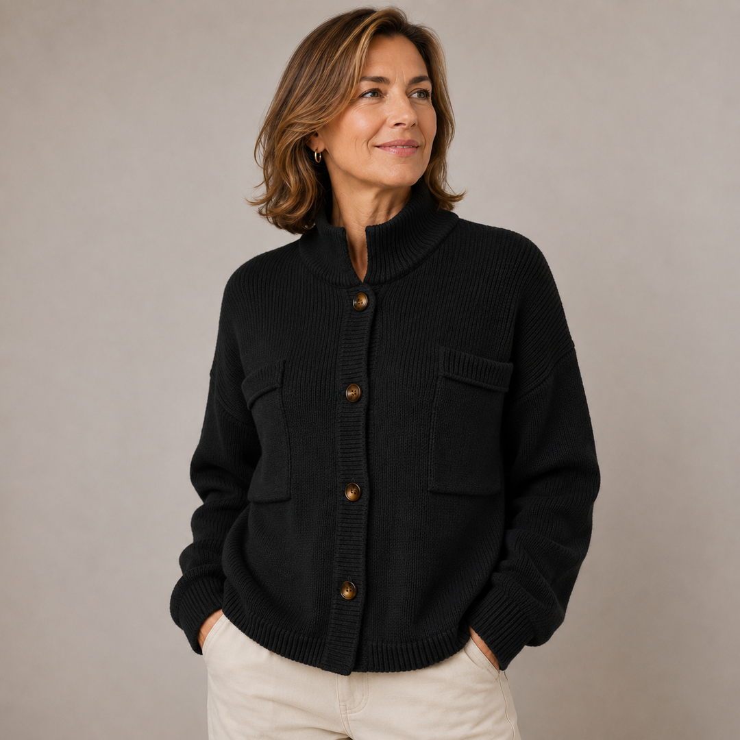 Sybilla | Stand Collar Button Cardigan with Loose Knit Fit for Women