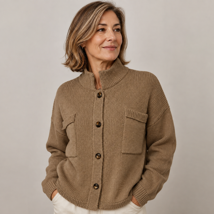 Sybilla | Stand Collar Button Cardigan with Loose Knit Fit for Women