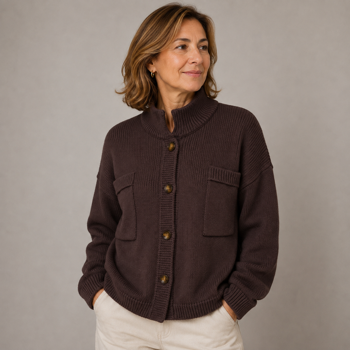 Sybilla | Stand Collar Button Cardigan with Loose Knit Fit for Women