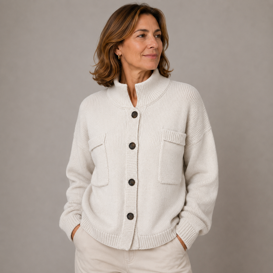 Sybilla | Stand Collar Button Cardigan with Loose Knit Fit for Women