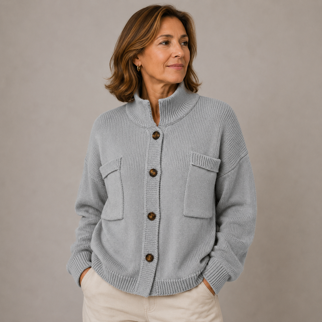 Sybilla | Stand Collar Button Cardigan with Loose Knit Fit for Women