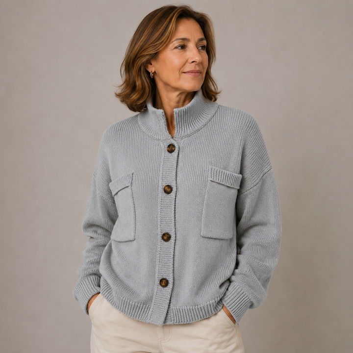 Sybilla | Stand Collar Button Cardigan with Loose Knit Fit for Women