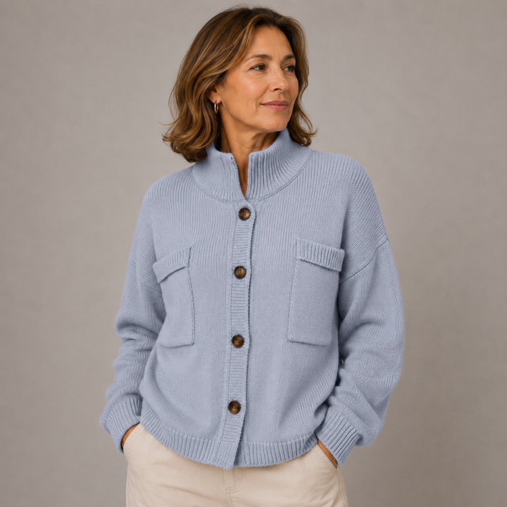 Sybilla | Stand Collar Button Cardigan with Loose Knit Fit for Women
