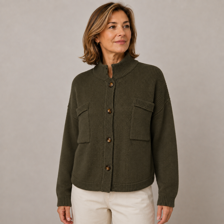 Sybilla | Stand Collar Button Cardigan with Loose Knit Fit for Women