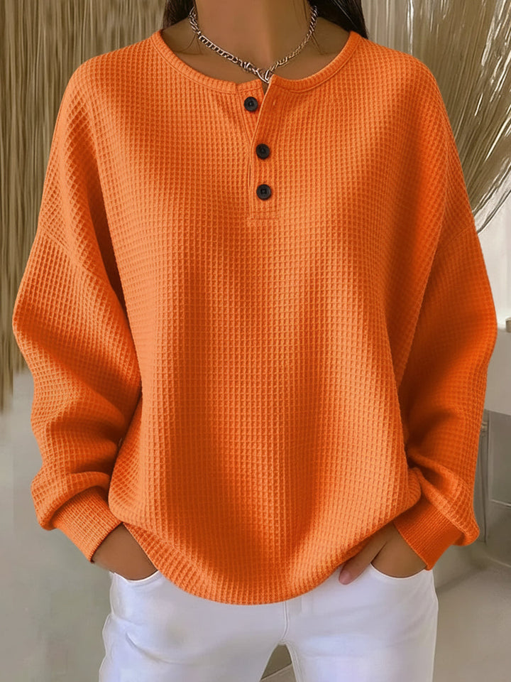 Anne | Waffle-Knit Collared Sweatshirt