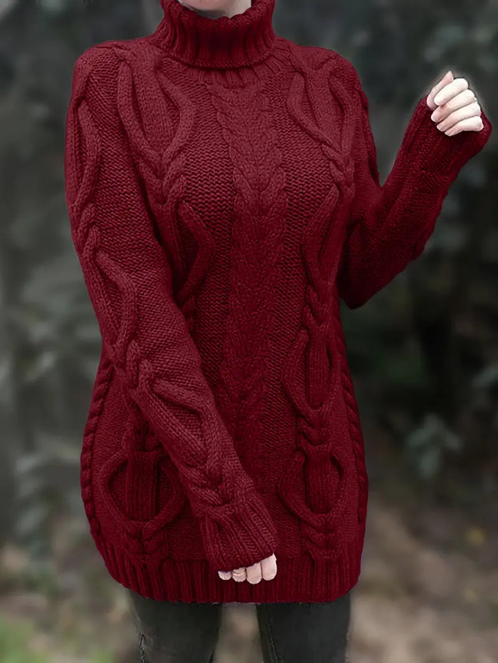 Valéria | Long Winter Cable-Knit Sweater