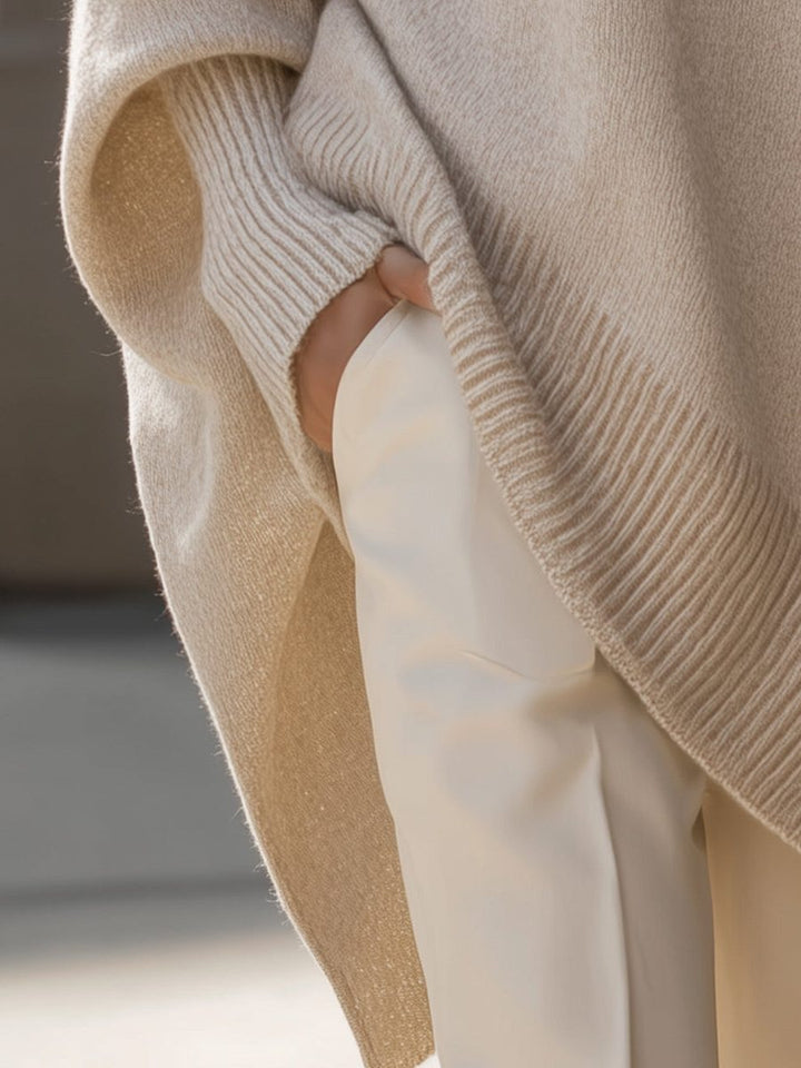 Millicent | Merino Wool Oversized Sweater with Asymmetric Hem for Women