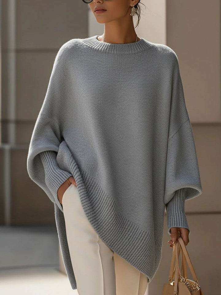 Millicent | Merino Wool Oversized Sweater with Asymmetric Hem for Women