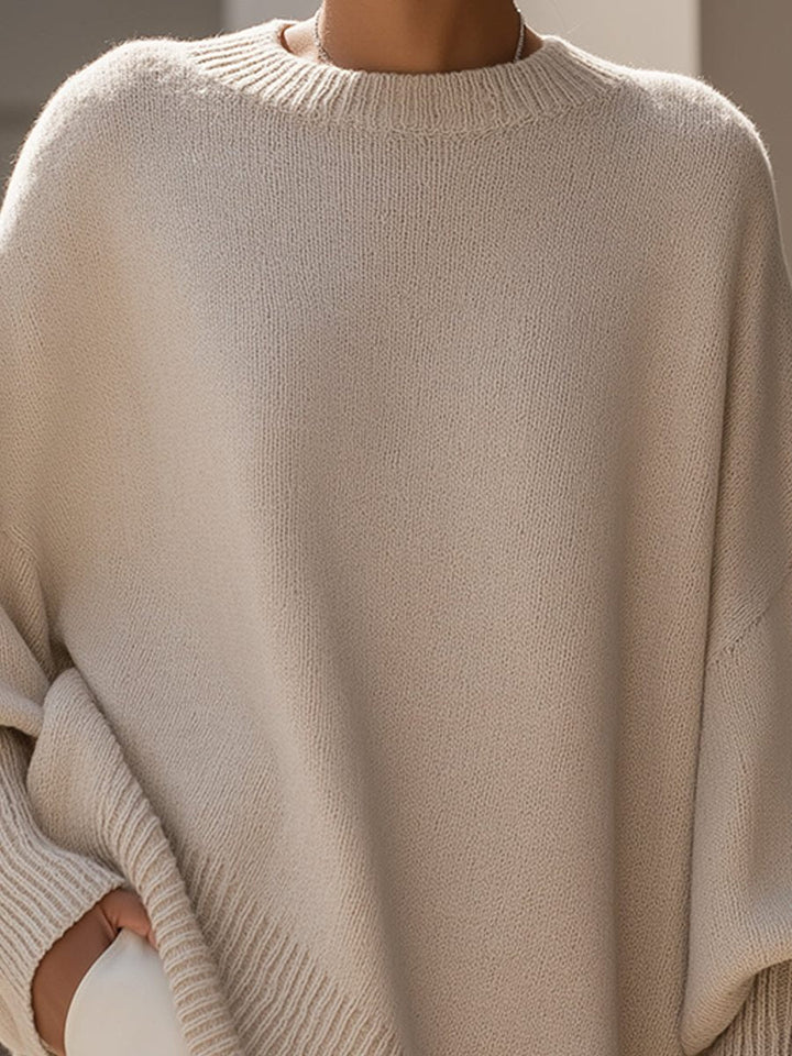 Millicent | Merino Wool Oversized Sweater with Asymmetric Hem for Women