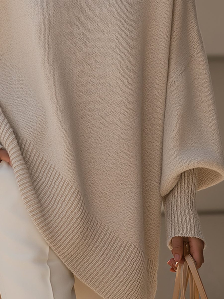 Millicent | Merino Wool Oversized Sweater with Asymmetric Hem for Women