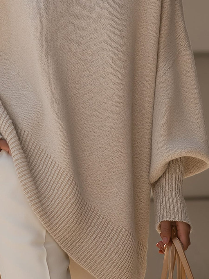 Millicent | Merino Wool Oversized Sweater with Asymmetric Hem for Women