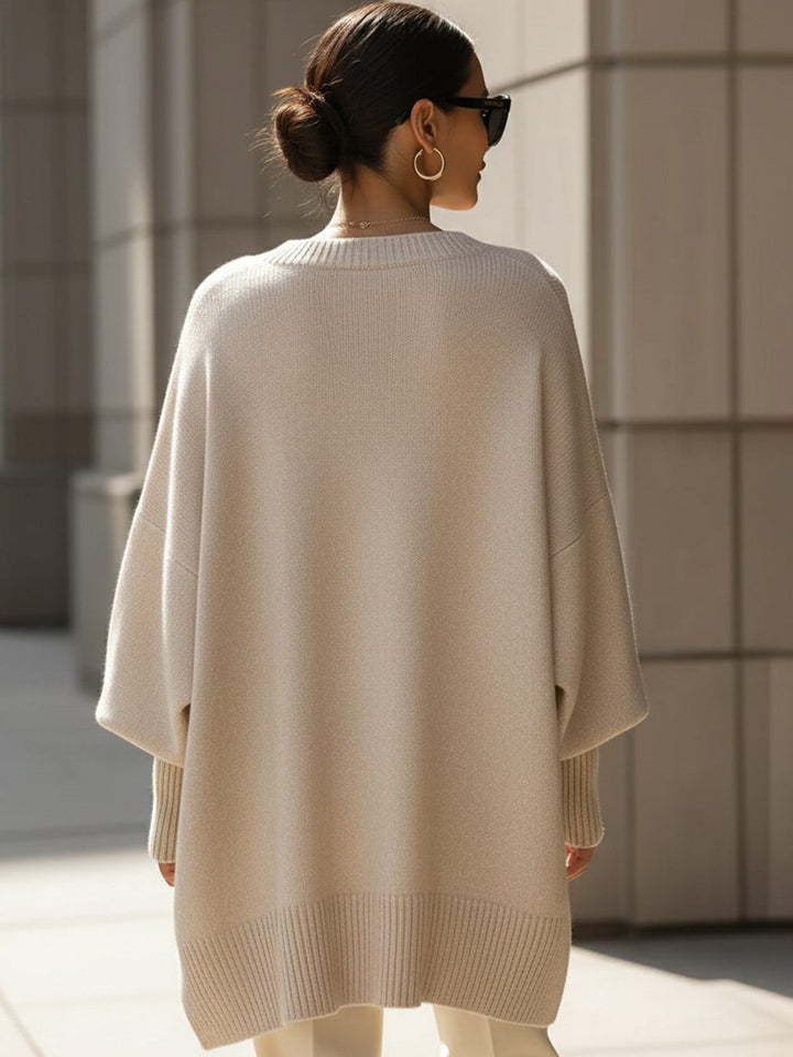 Millicent | Merino Wool Oversized Sweater with Asymmetric Hem for Women