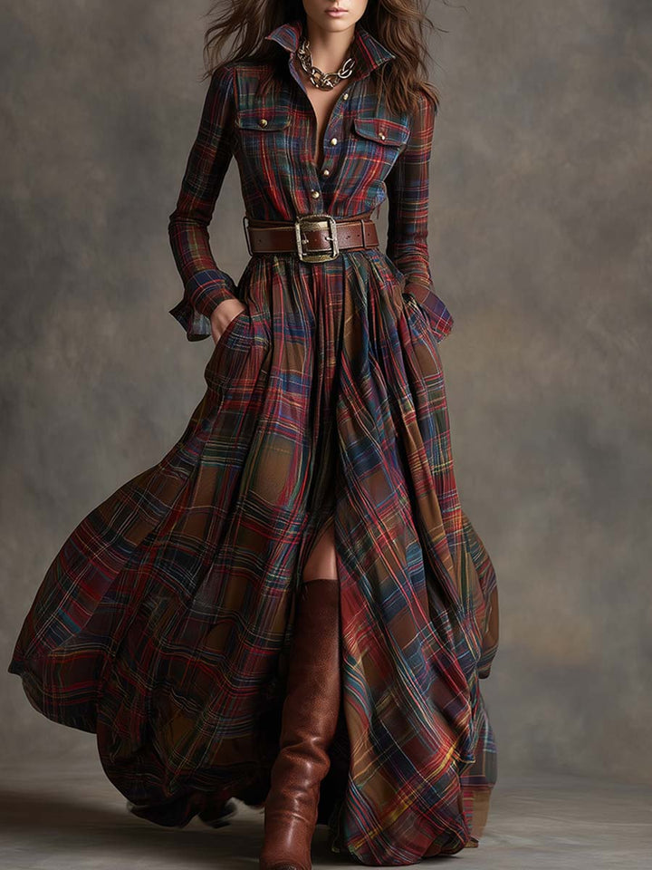 Juliet - Maxi Checked Shirt Dress