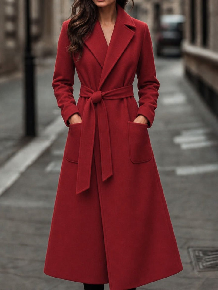 Maren | Belted Wool Winter Coat with Notch Collar for Women