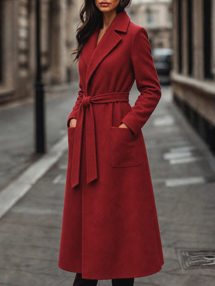 Maren | Belted Wool Winter Coat with Notch Collar for Women