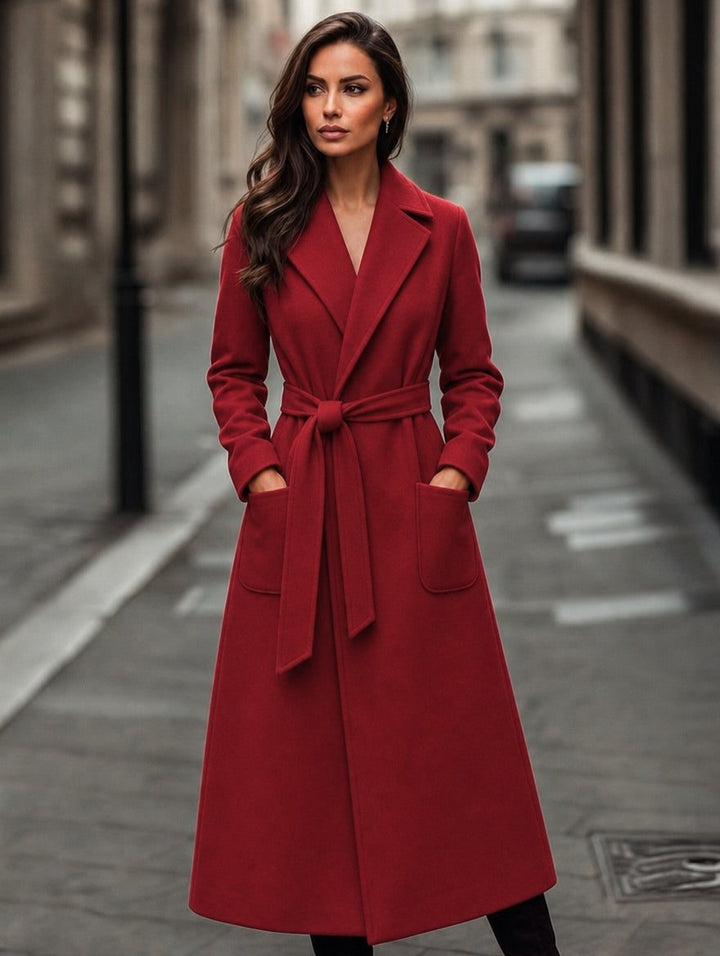 Maren | Belted Wool Winter Coat with Notch Collar for Women