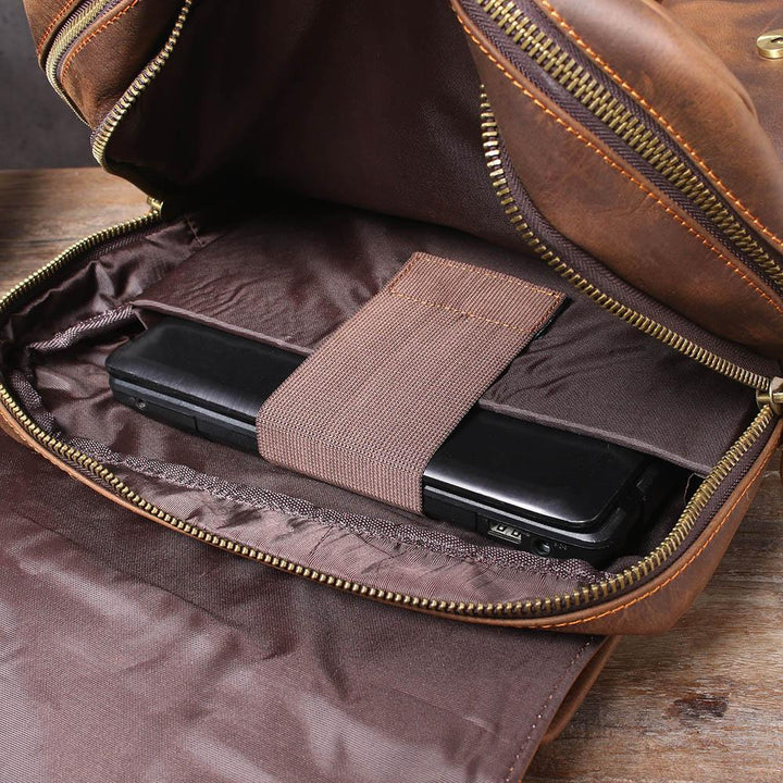 Brown Leather Backpack | BOSTON