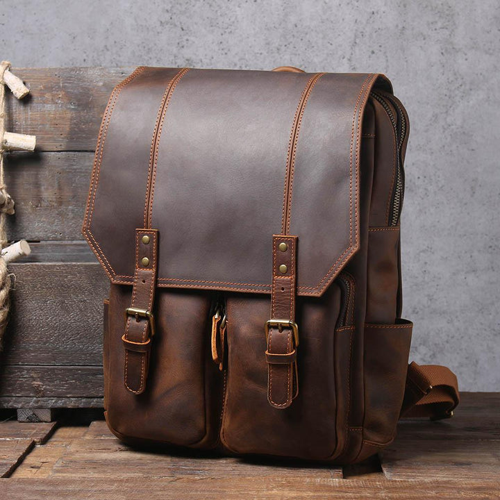 Brown Leather Backpack | BOSTON
