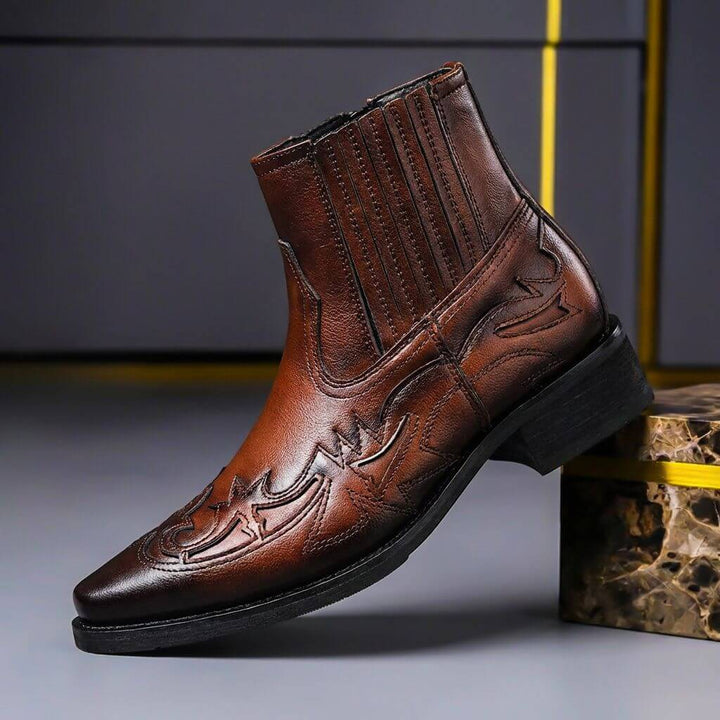 Beckett | Italian Leather Boots with Polished Vintage Finish for Men