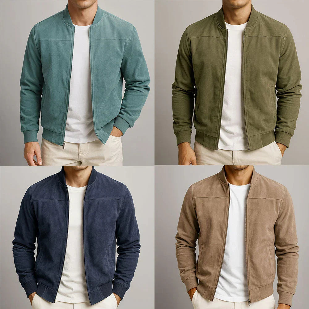 Riviera | Italian Suede Bomber Jacket with Smooth Lining for Men