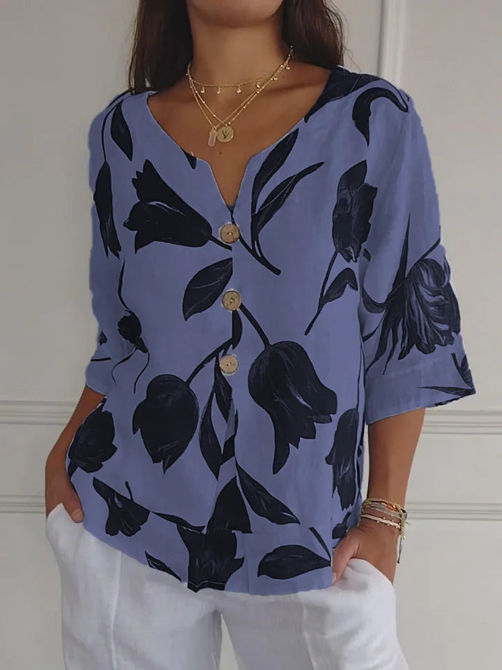 Thelma - Printed V-Neck Tunic Top
