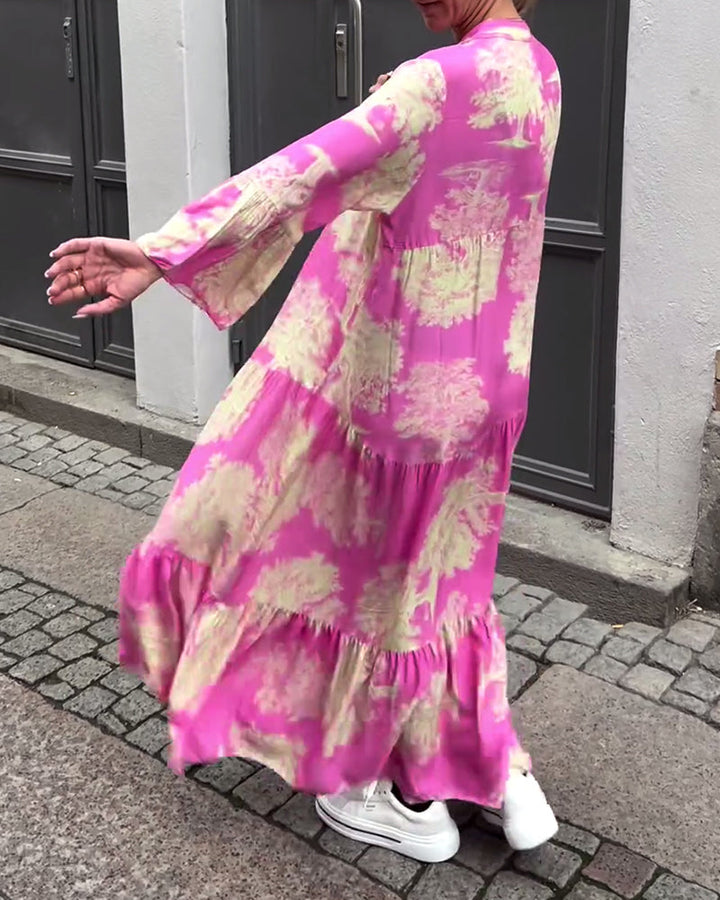 Giavanna - Casual Flared Sleeve Long Printed Dress