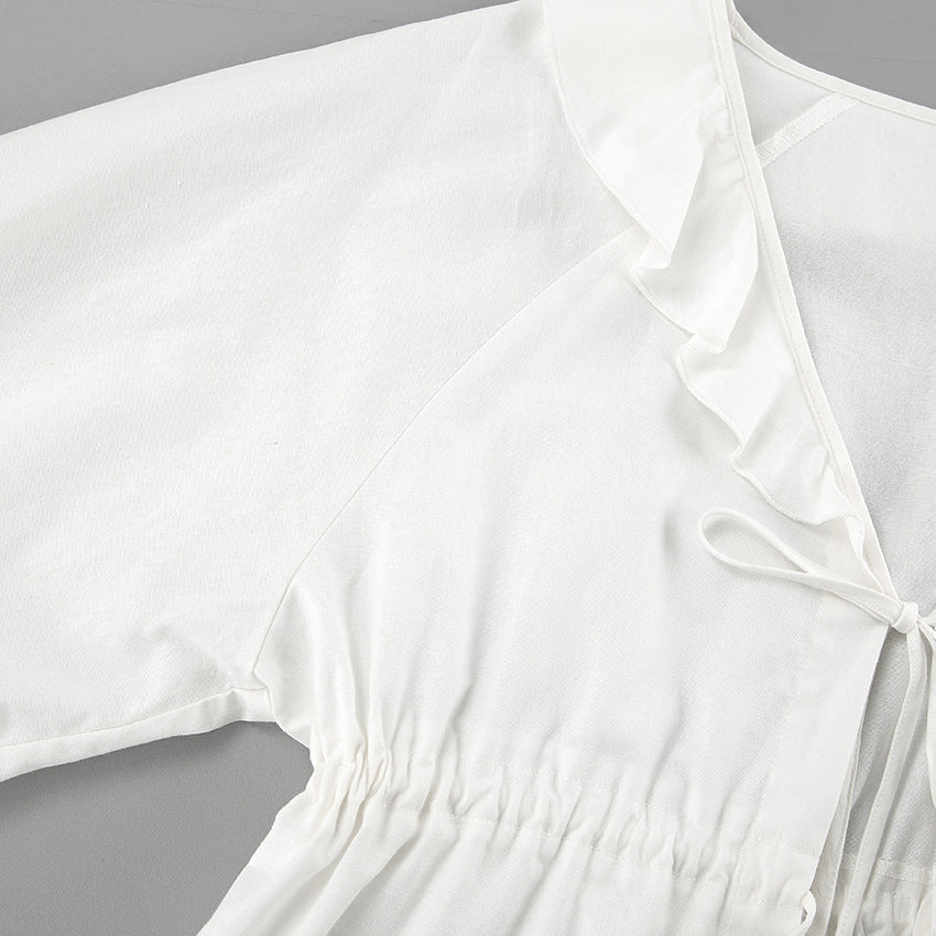 Lysandra - Ruffled Tie-Front Top &amp; Shorts Set