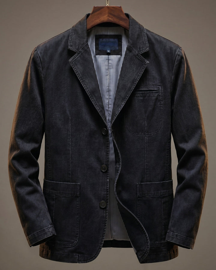 Dorian | Washed Heavyweight Denim Blazer with Structured Cut for Men