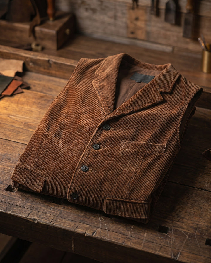Giorgio | Wide Wale Corduroy Vest with Notch Lapel for Men