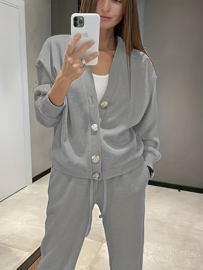 Zara - Soft Button-Front Jacket with Pants Set