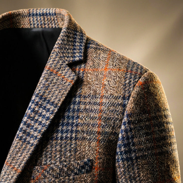 Charles | Wool Blend Houndstooth Blazer with Notch Lapels for Men