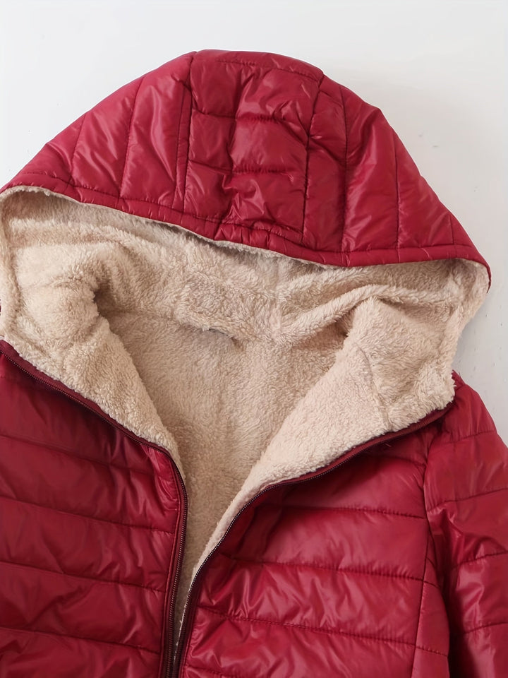 Vicky | Fleece Lined Longline Puffer Jacket with Cushioned Feel for Women